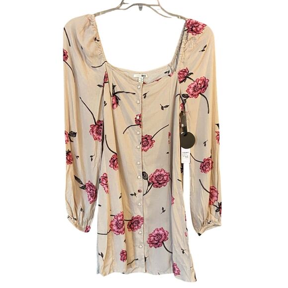 Amuse Society Easy On The Eyes Dress Women’s Small Cream Pink Floral NWT - Picture 2 of 14